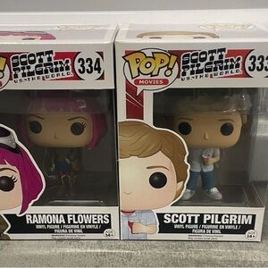 Funko Pop! Scott Pilgrim and Ramona Flowers Figures - Pink and Blue